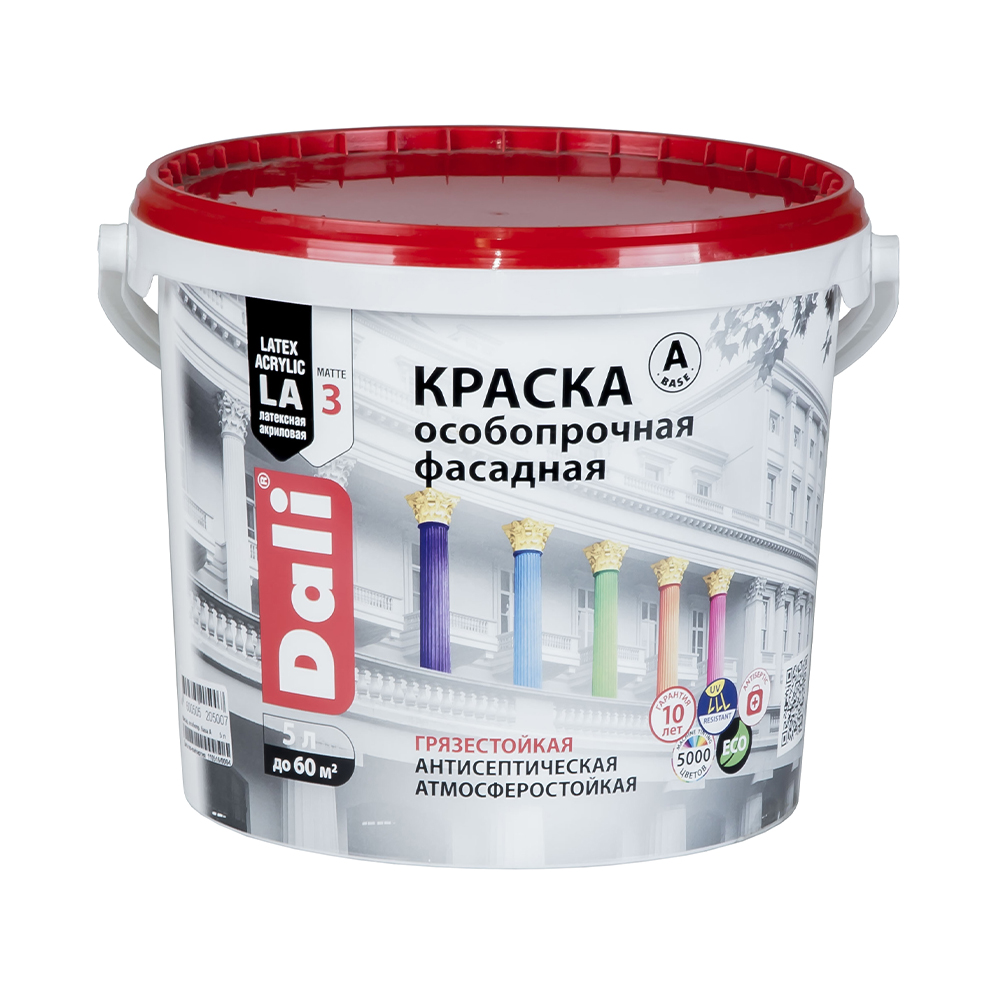Краска "dali" фасадная особопрочная база а  5 л (1) "рогнеда"
