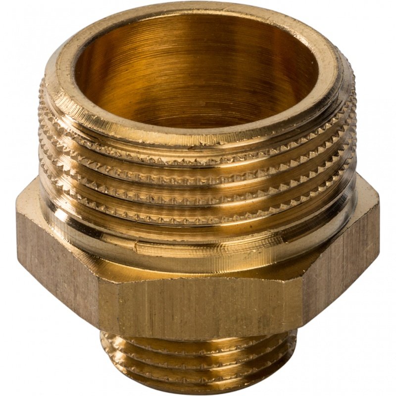 Ниппель переходной резьбовой НР 3/4" x 3/8" латунь STOUT