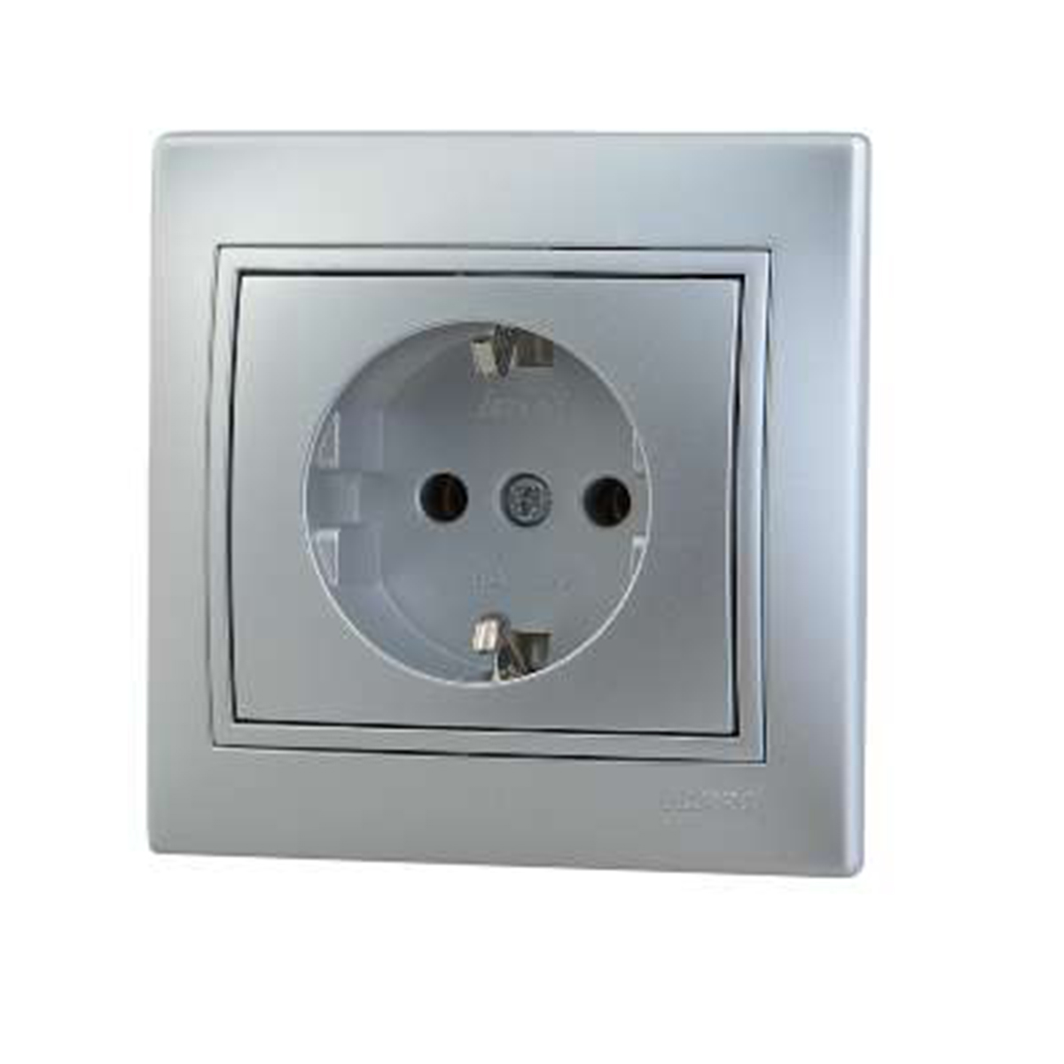 Розетка "mira" 1 местн. с заземл. (керамика) серый металлик (1/10/120) "lezard" 701-1010-122