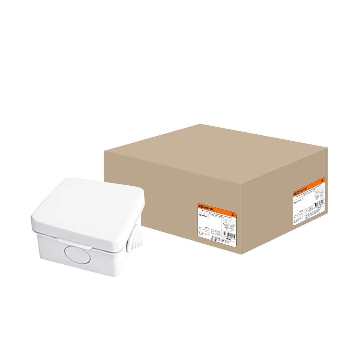 Коробка распаячная открыт. уст. оп 65*65*50 мм, ip54, с крышкой (4 ввода) (1/120) tdm sq1401-0511