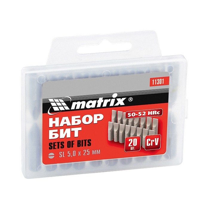 Набор бит PH1 x 25 мм, сталь 45Х, 20 шт, пластиковый бокс Matrix (11350)