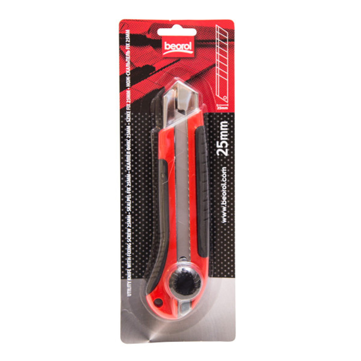 Нож пистолетный 25 мм двухкомп. корпус, винт. фиксатор (1/12/96) "beorol"