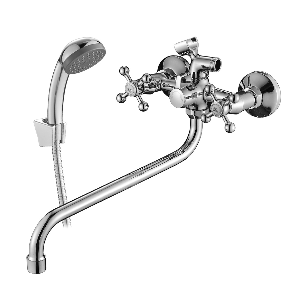 Смеситель для ванн dr54045 двухвентильный, поворотн. излив 300 мм (1/12) "decoroom"