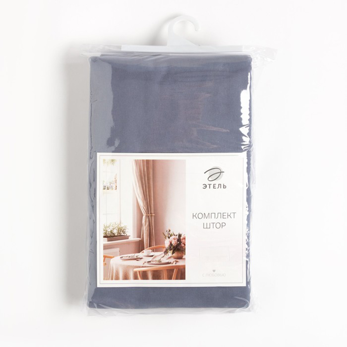 Шторы для кухни "kitchen" 150*180 см компл. 2 шт. с подхватами, синие (1) "этель" 7865983