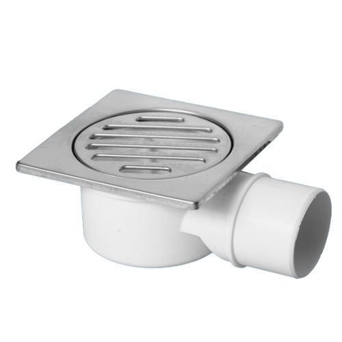 Трап McAlpine 100 х 100 мм, H=62 мм, боковой выход 50 мм, нерж.сталь