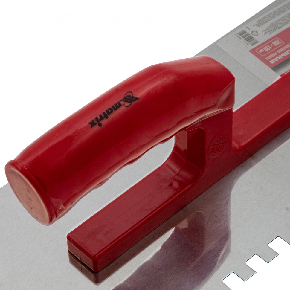 Гладилка из нержавеющей стали, 280 х 130 мм, зеркальная полировка, пластмассовая ручка, зуб 8 х 8 мм Matrix (86782)