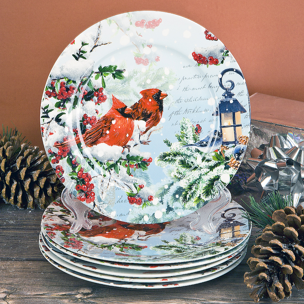 Тарелка десертная "красный кардинал" 19 см, фарфор (6/48) "nouvelle home" n0990589