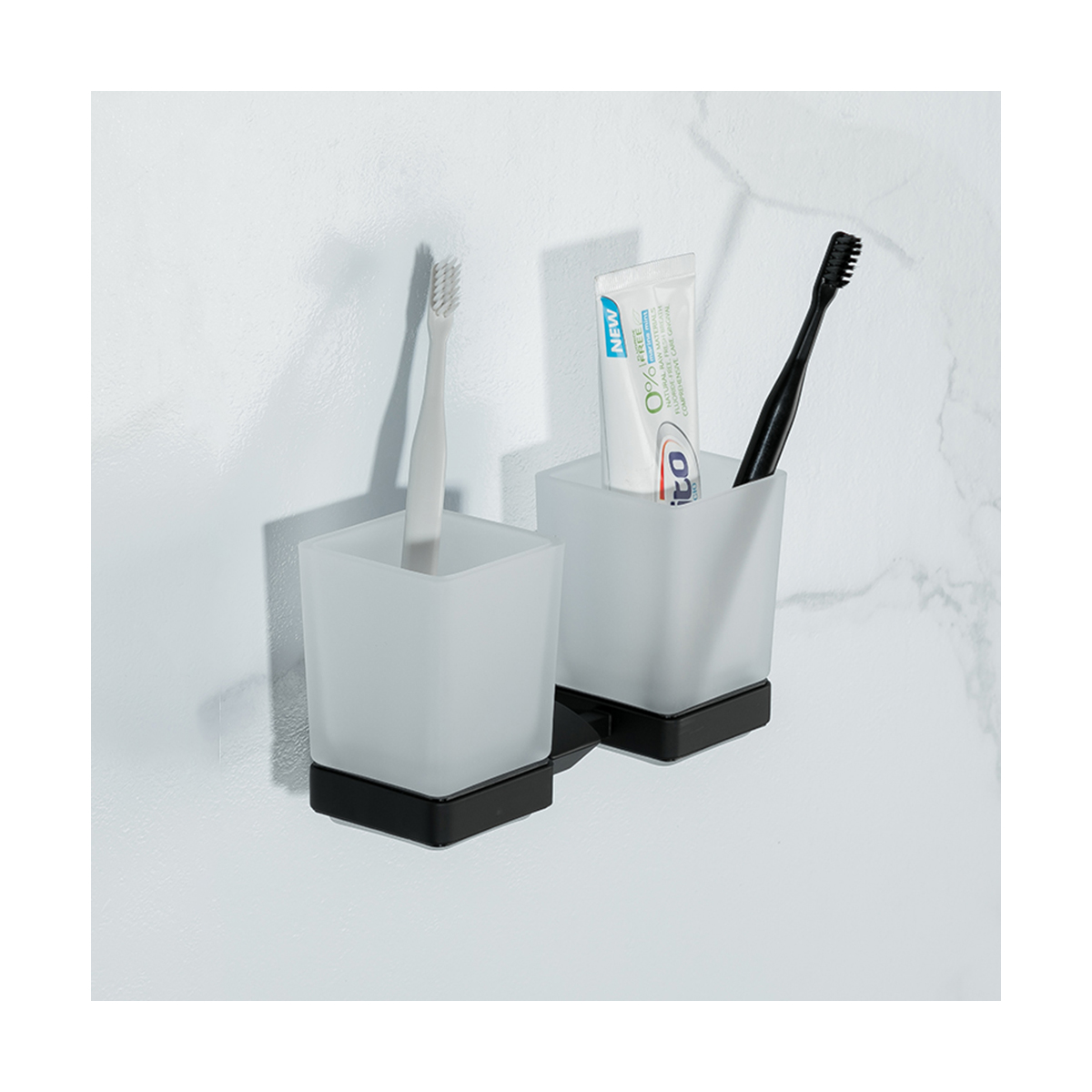 Стаканы для ванной комнаты 2 шт. с держателем g0708-6, черный (1/16) "gappo"