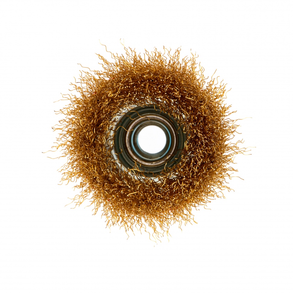 Щетка для УШМ, 75 мм, М14, "чашка", латунированная витая проволока Matrix (74604)