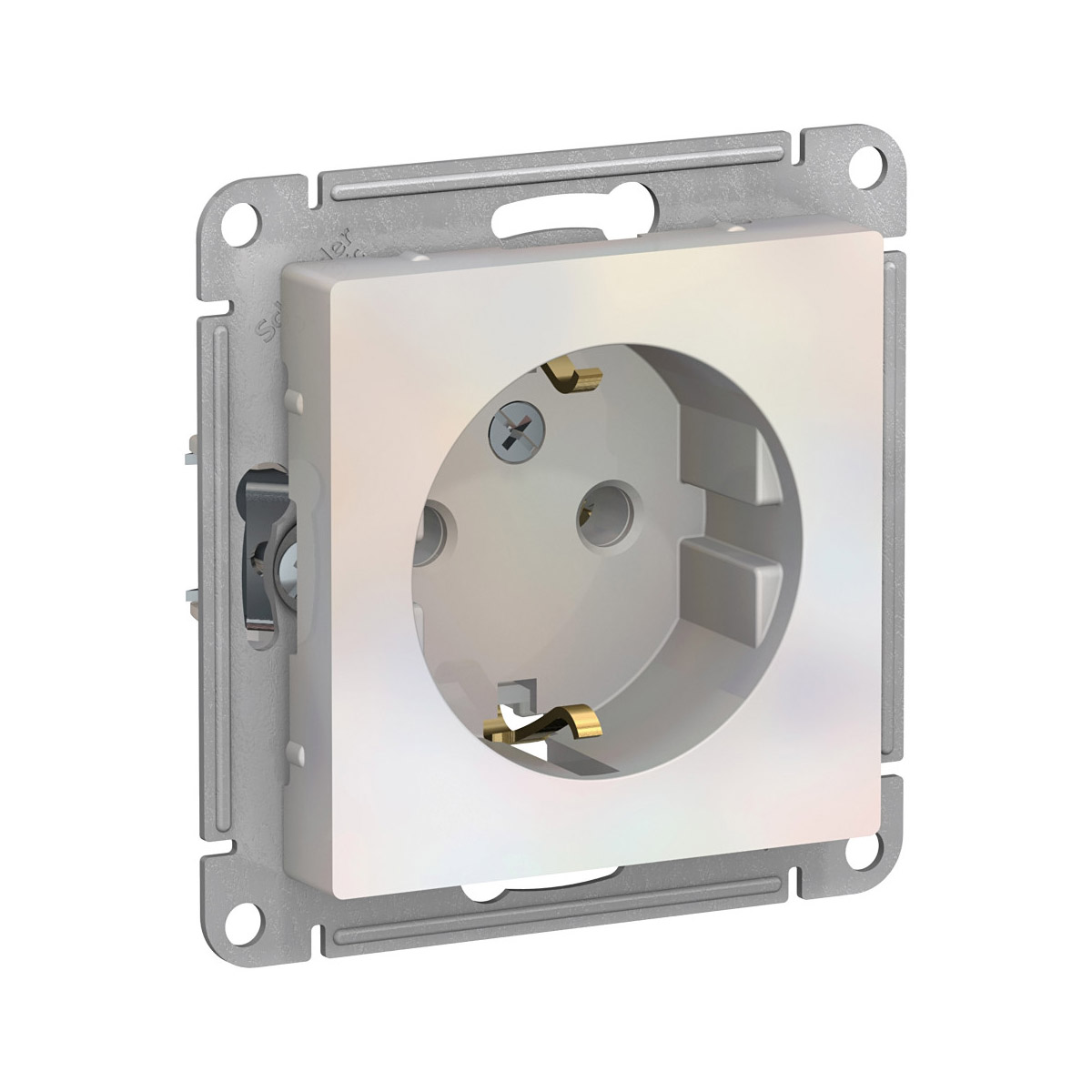 Розетка "atlasdesign" 1 местн. с заземл. (механизм) 16а, жемчуг (1/10/60) "schneider"