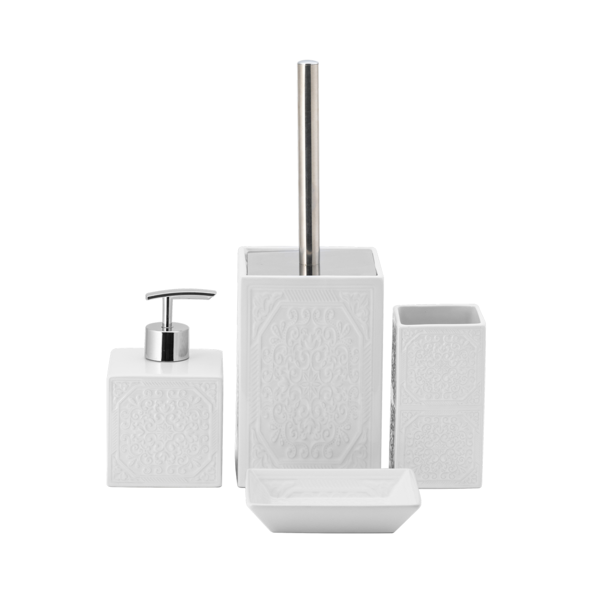 Туалетный набор "venice" ерш с подставкой, керамика (белый) (1/12) "swensa" swtk-6010-e