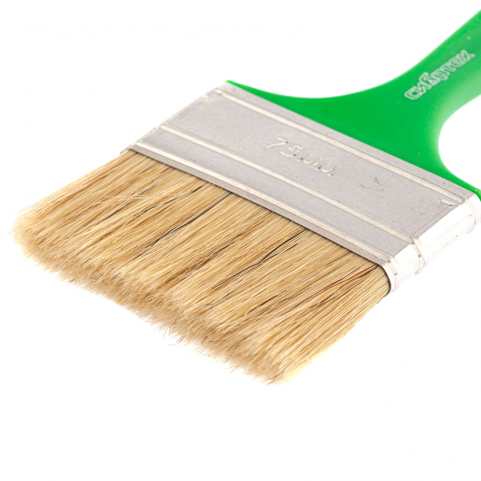 Кисть флейцевая "Эксперт", 75 x 8, натуральная щетина, пластиковая ручка Сибртех (83309)