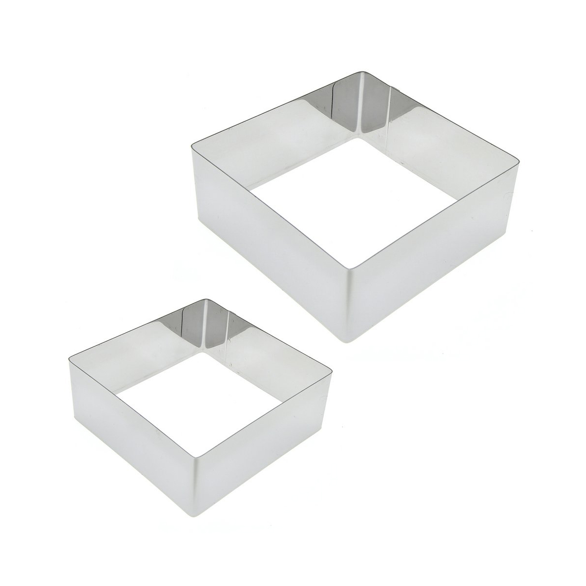 Формы кулинарные "квадрат" нержав. набор 2 шт. (8*8*4 см, 10*10*4 см) (1/12/144) "мультидом" an8-6