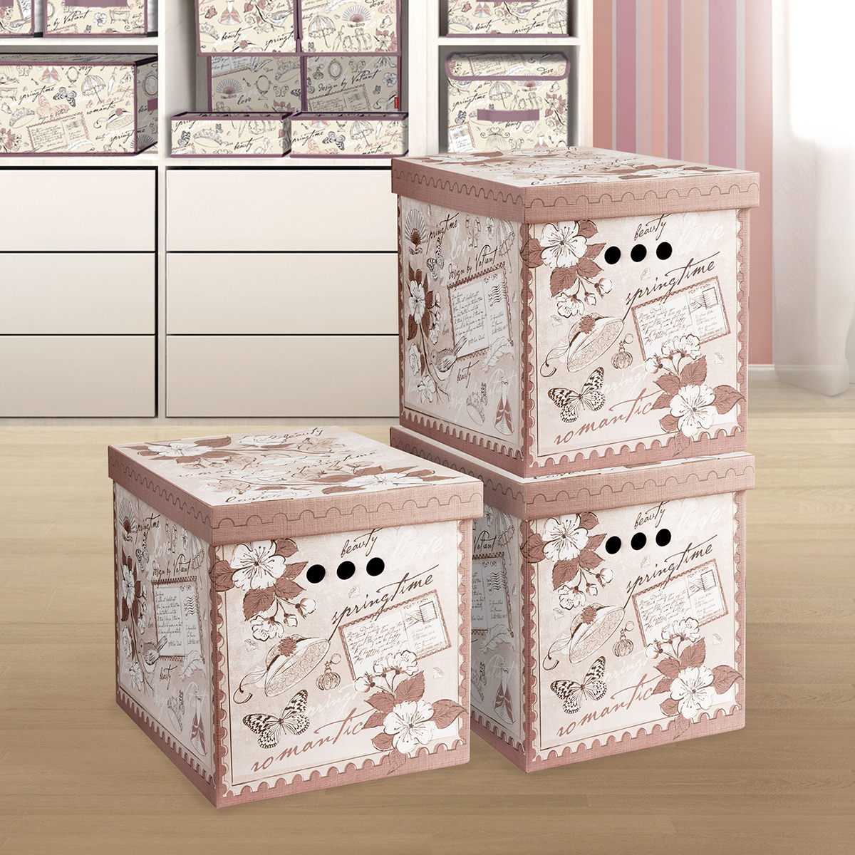 Короб для хранения "romantic" 28*38*31,5 см (набор 3 шт.) (1/12) "valiant" rm-bctn-3m