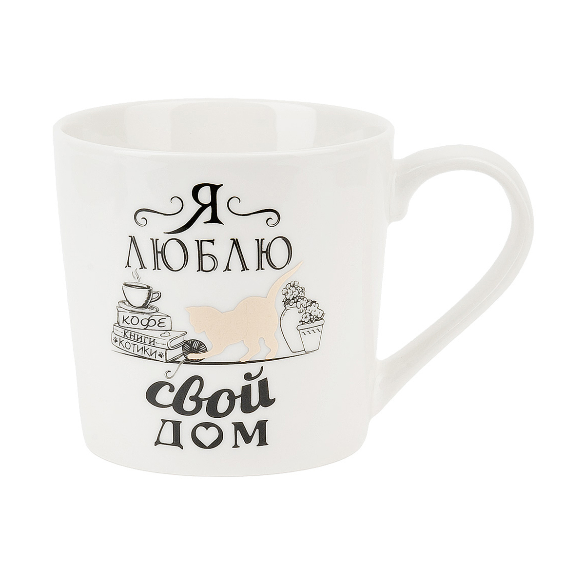 Кружка с элементами золота "кошкин дом" 375 мл, фарфор (1/12/48) "polystar collection" l2110085-3