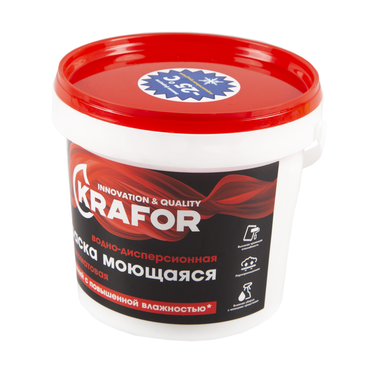 Краска в/д интер. глубокоматов. моющаяся  1,5 кг (1/6) "krafor"  (красн.)