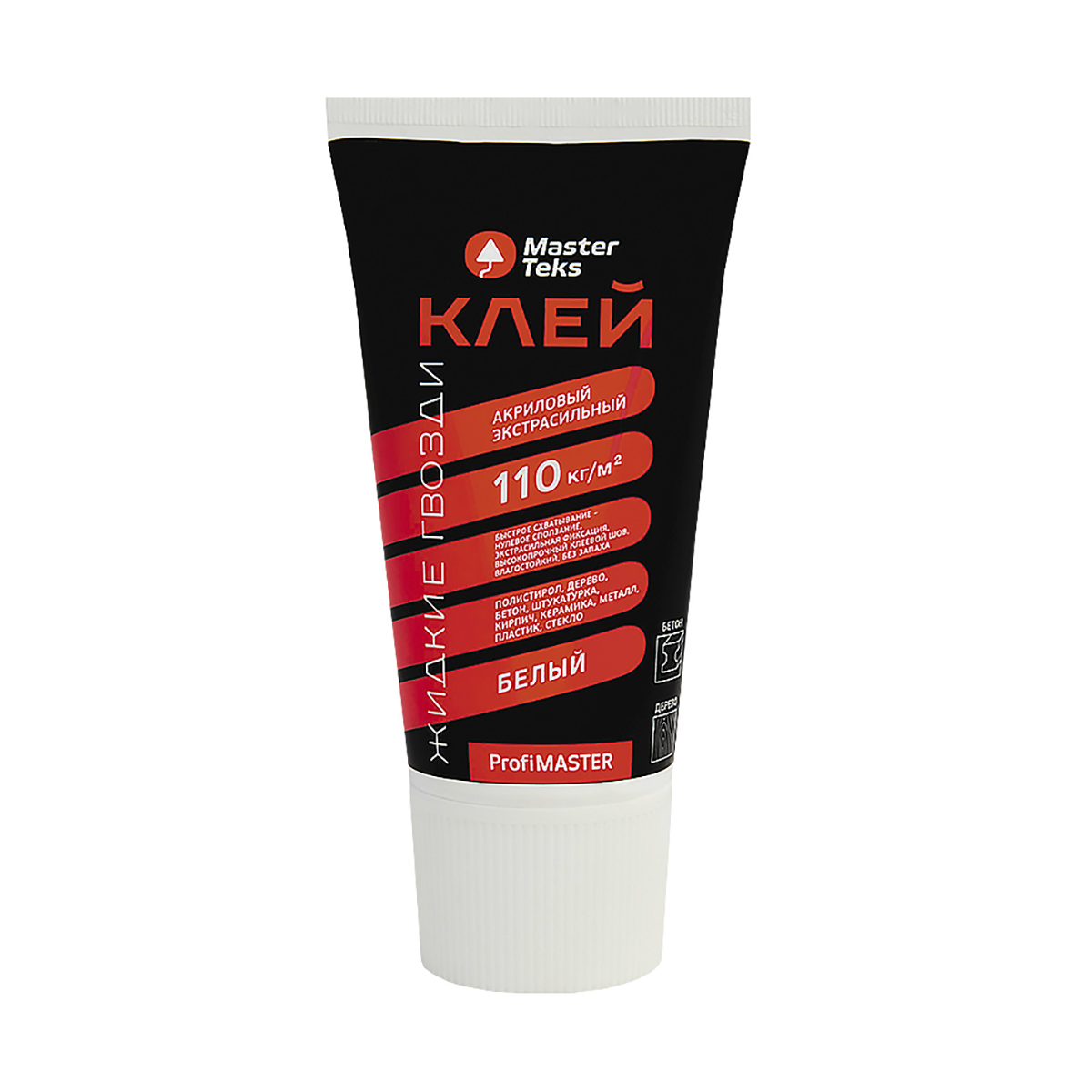 Клей "profimaster" акрил. экстрасильный 200 г белый (110 кг/м2) (1/12) "masterteks" россия