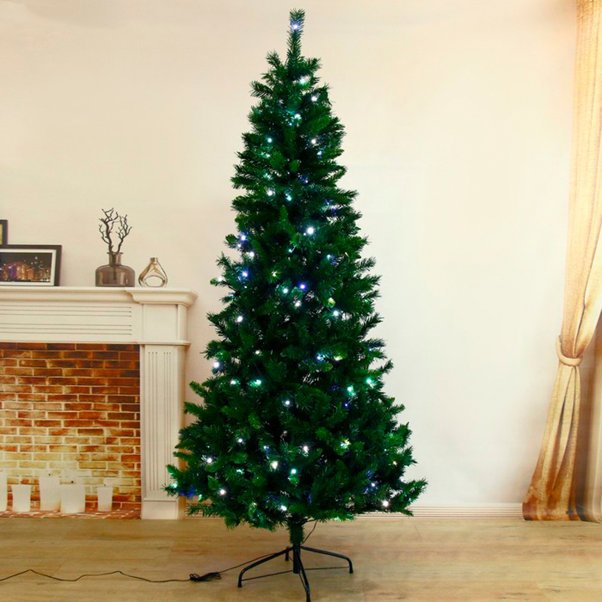 Ель декор. фиброоптич. sl653a-210  210 см, 778 веток (зеленая) "зимнее волшебство" 1108615