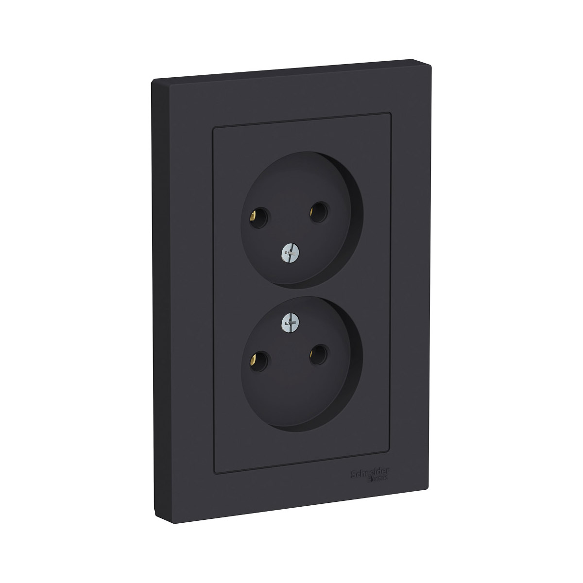 Розетка "atlasdesign" 2-х местн. 16а, карбон (1/6/36) "schneider"