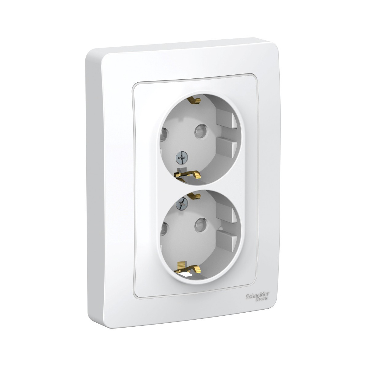 Розетка "blanca" 2-х местн. с заземл, с шторками 16а, белый (1/6/36) "schneider"