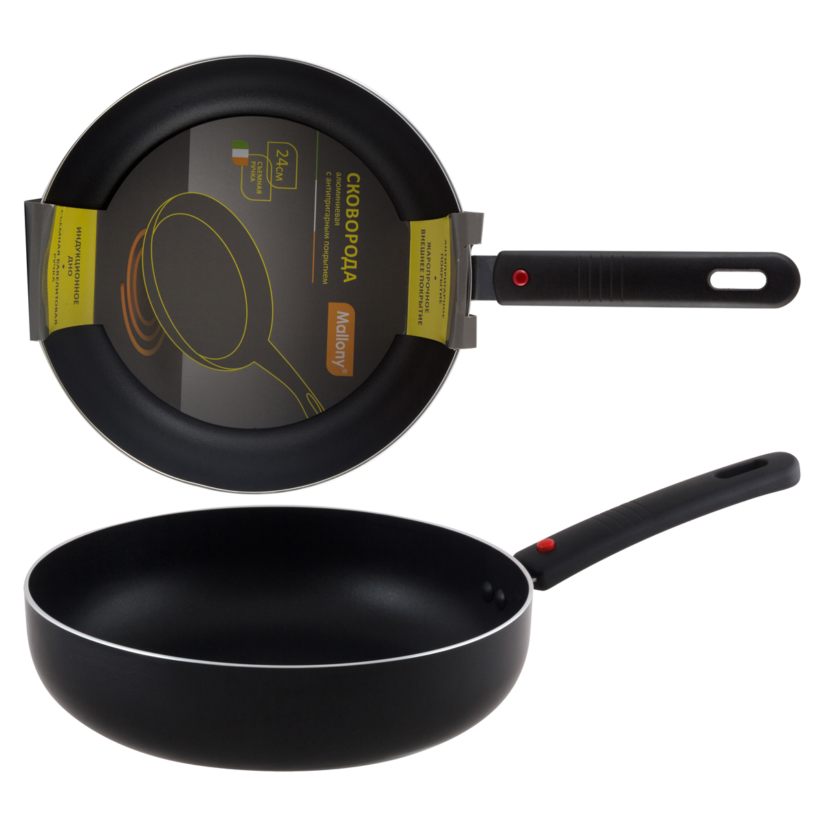 Сковорода антипригарн. "alto" 24 см, съемн. ручка (1/10) "mallony" mal-dh-24