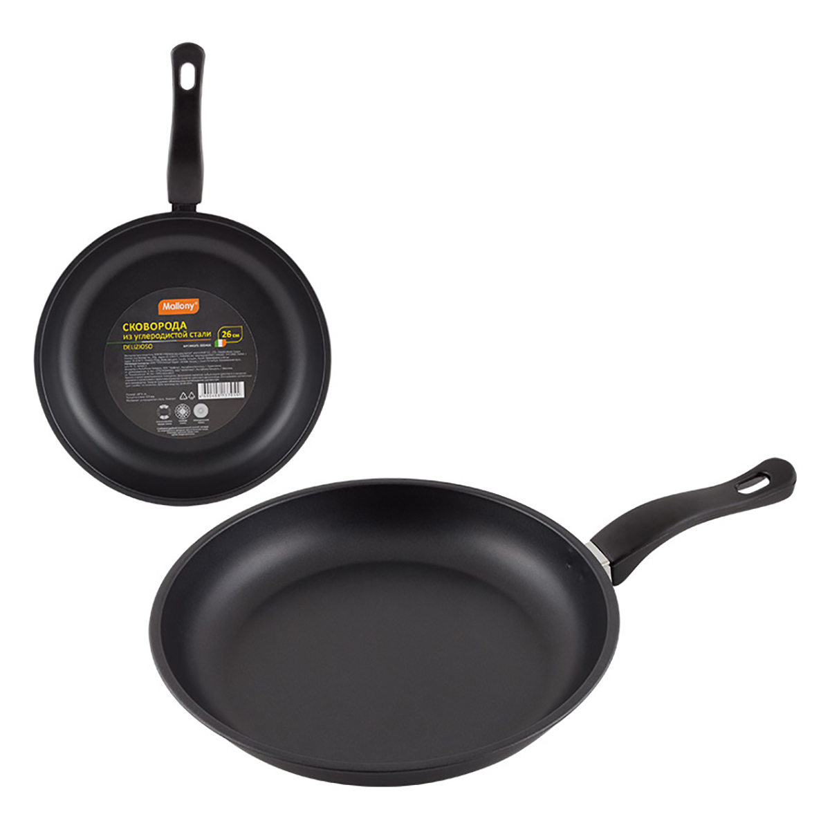 Сковорода антипригарн. "delizioso" 26 см, углерод. сталь (1/20) "mallony"