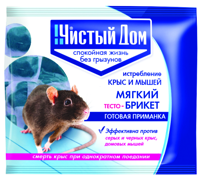 Средство от крыс и мышей "чистый дом" тесто брикет 100 г (1/50)