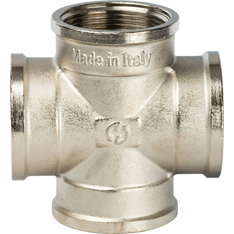 Крестовина резьбовая ВР 1"1/2 никель STOUT