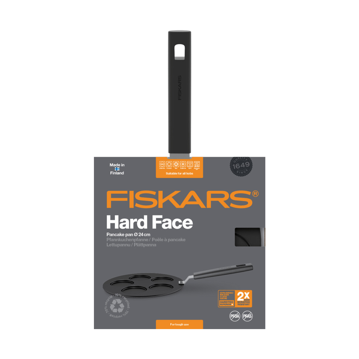 Сковорода для оладий "hard face" 24 см (1/6) "fiskars" 1052234