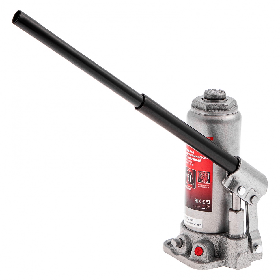Домкрат гидравлический бутылочный, 5 т, высота подъема 216-413 мм, в пластиковый кейсе Matrix (50756)