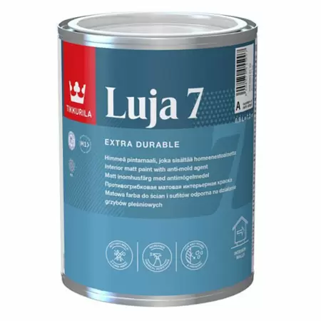 TIKKURILA LUJA 7 краска антигрибковая для влажных помещений, матовая, база C (0,9л)