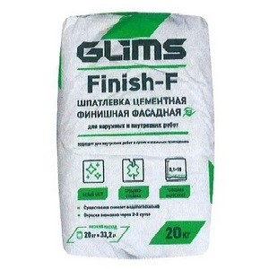 Шпатлевка шпаклевка фасадная Глимс Финиш-Ф (GLIMS Finish-F) 20 кг