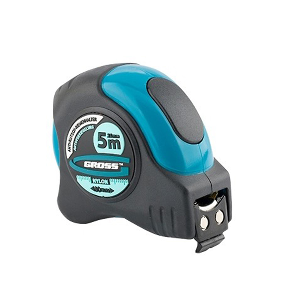 Рулетка "schlagfest" магнитный обрезин. зацеп, нейлон, двустор. шкала 5 м/25 мм (1/48) "gross"