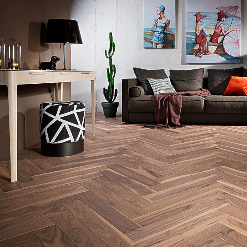 Coswick Английская ёлка 3-х слойная T&G шип-паз (90°) 1322-3510 Туманный рассвет (Порода: Американский орех)