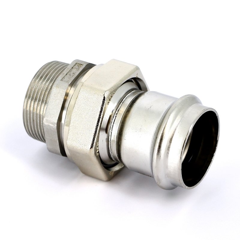 Муфта пресс-Н разъёмная 42x1"1/2 с плоской прокладкой нержавеющая сталь Sanpress Inox VIEGA