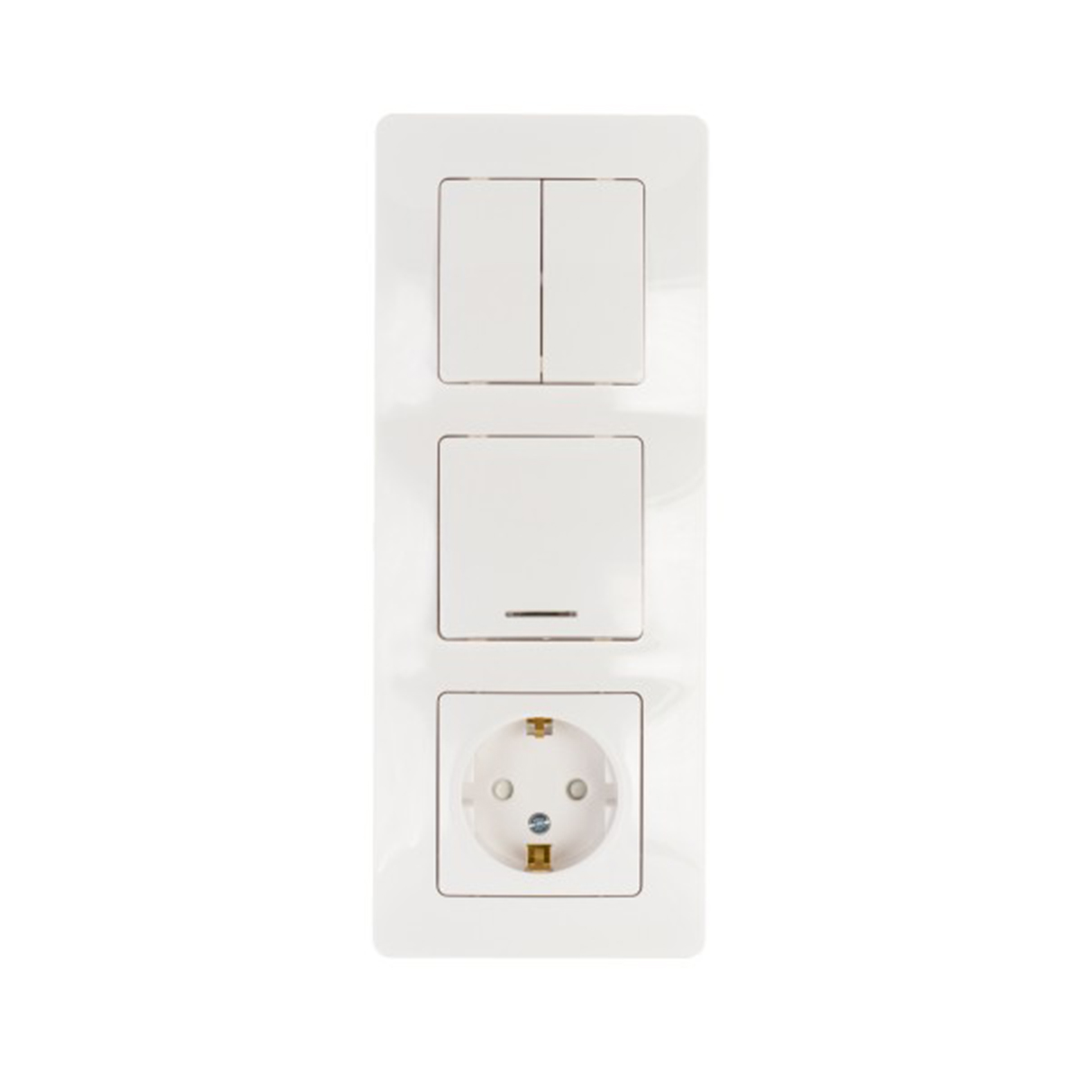 Блок комб. "blanca" 2-х кл. выкл. + 1 кл. выкл. с индикат. + розетка, белый (1/3/18) "schneider"