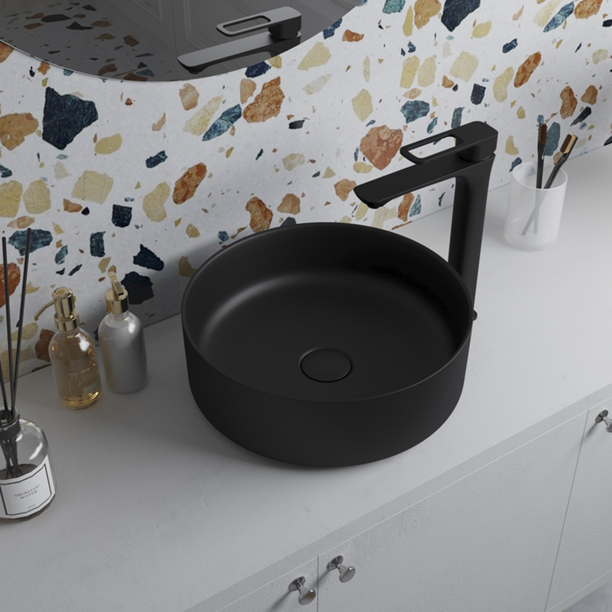 Раковина накладная "ray" (черный матовый) (1) "iddis" raybm03i27