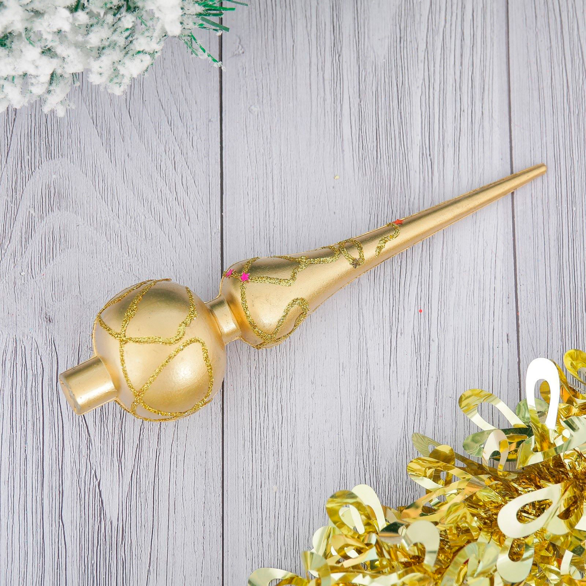 Верхушка на елку "золотой переплет" 4*18 см "зимнее волшебство" 2371117