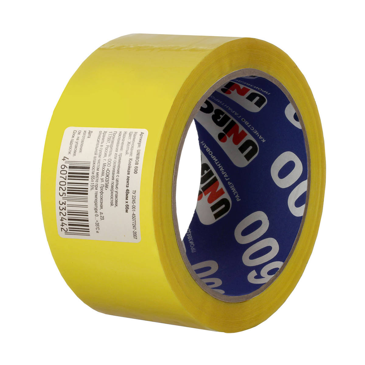 Скотч упаковочный желтый 48 мм х 66 м (36) "unibob600"