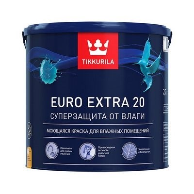 Тиккурила ЕВРО ЭКСТРА-20 2,7л (1) Краска моющаяся для влажных помещений