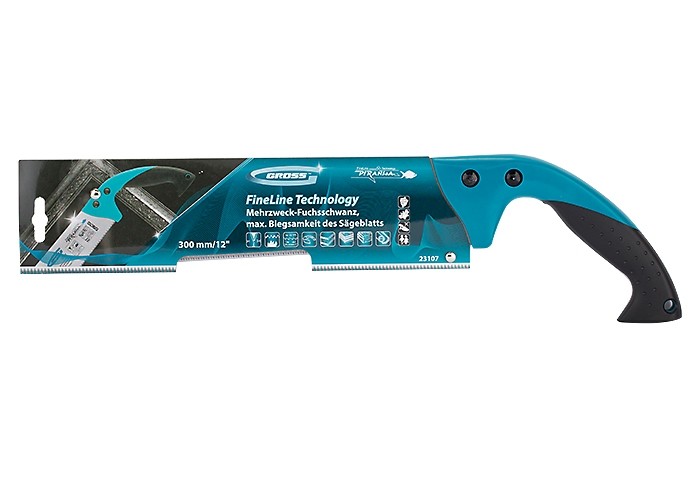 Ножовка по дереву Piranha, многофункциональная, предельная гибкость полотна, 300 мм, 14-15 TPI, каленый зуб 3D Gross (23107)