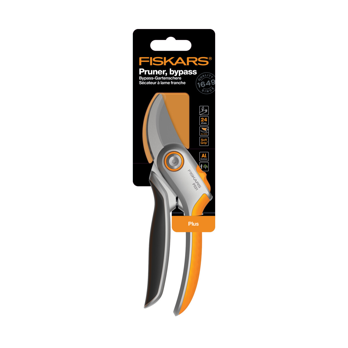 Секатор плоскостной металлический "plus" p531 (1/4) "fiskars" 1057168