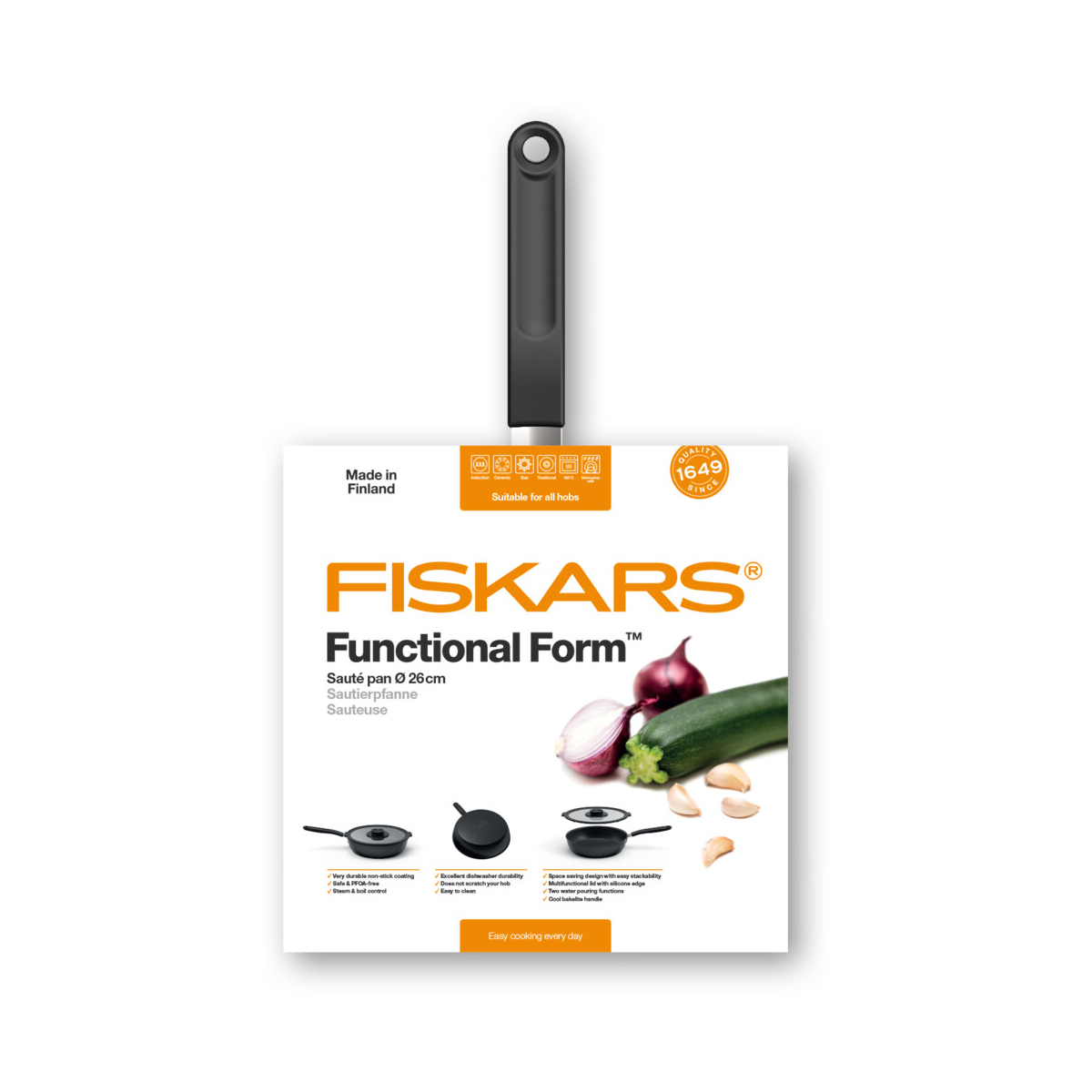 Сотейник "functional form" 26 см, 2 л с крышкой (1/4) "fiskars" 1026575