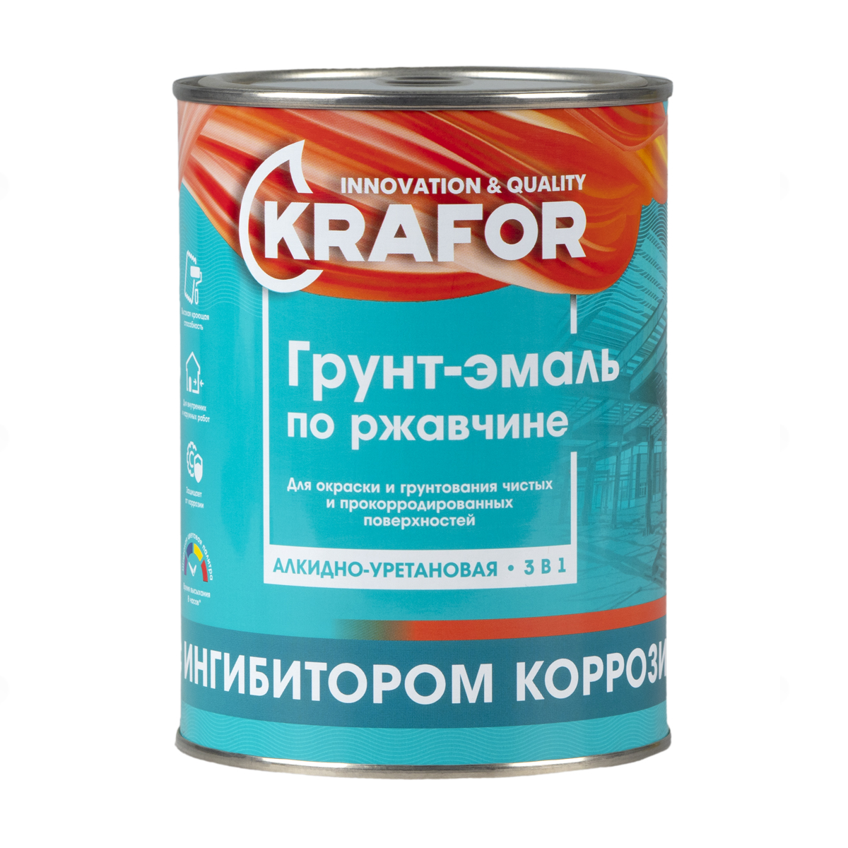 Грунт- эмаль по ржавчине черная  1 кг (1/14) "krafor"