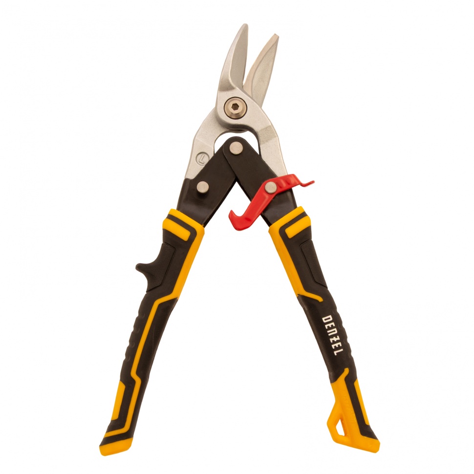 Ножницы по металлу, 270 мм, прямой и левый рез, сталь-СrMo, трехкомпонентные рукоятки Denzel (78372)