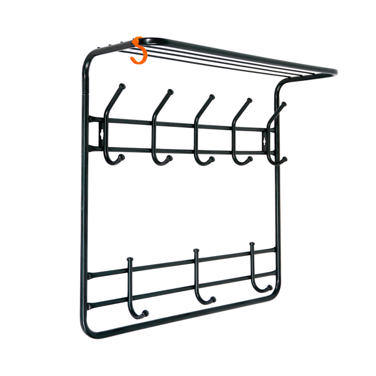 Вешалка настенная 2 яруса (8 крючков) 600*220*575 мм  черный (1/2) всп 8 ч