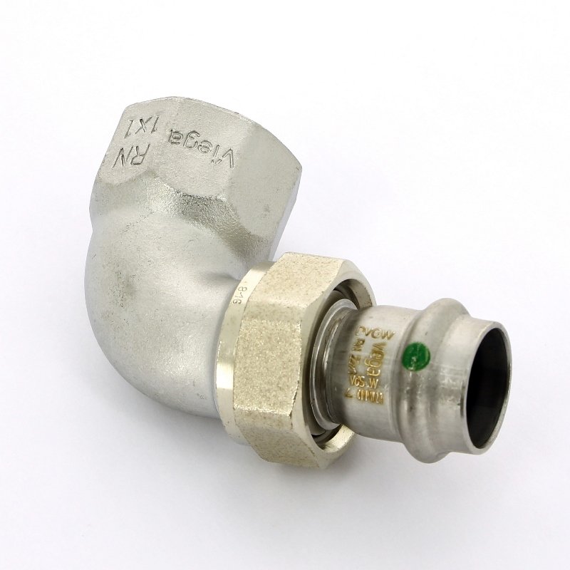 Угол разъемный пресс-В компактный 22x1" нержавеющая сталь Sanpress Inox VIEGA