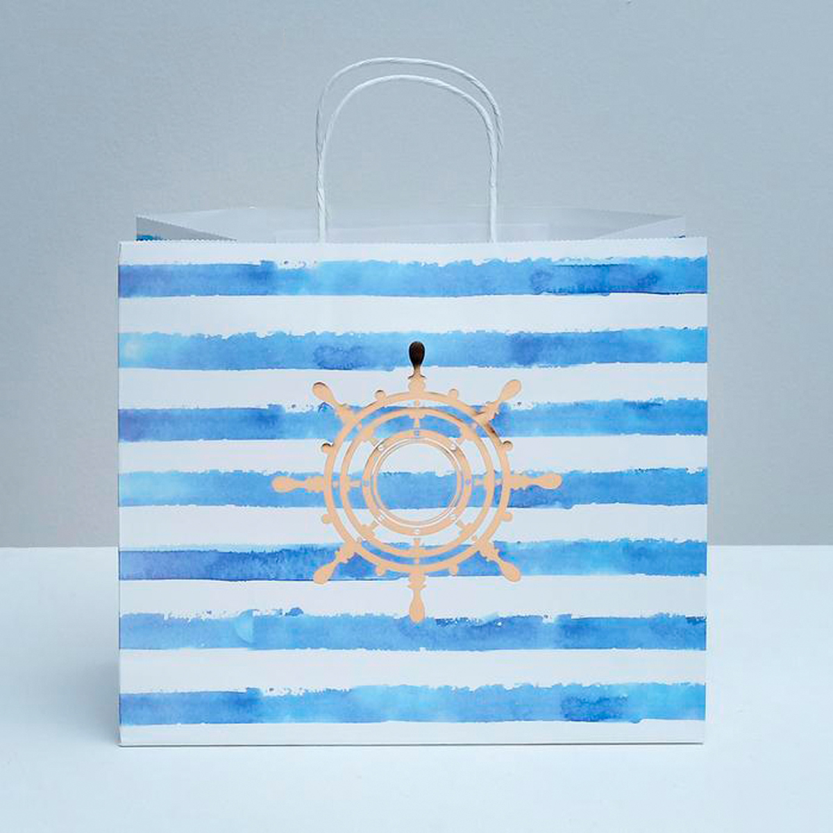 Пакет подарочный крафтовый "якорь" 32*28*15 см (1/160) "дарите счастье" 4753243
