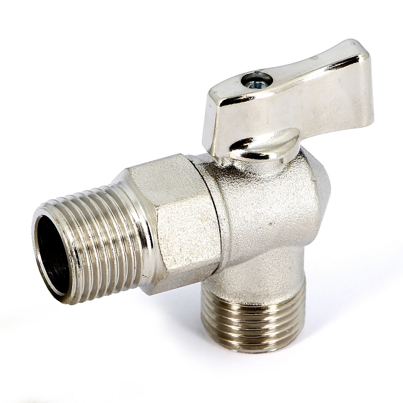 Кран шаровый угловой 1/2''х1/2" НН для подключения бачков/смесителей UNI-FITT никелированный