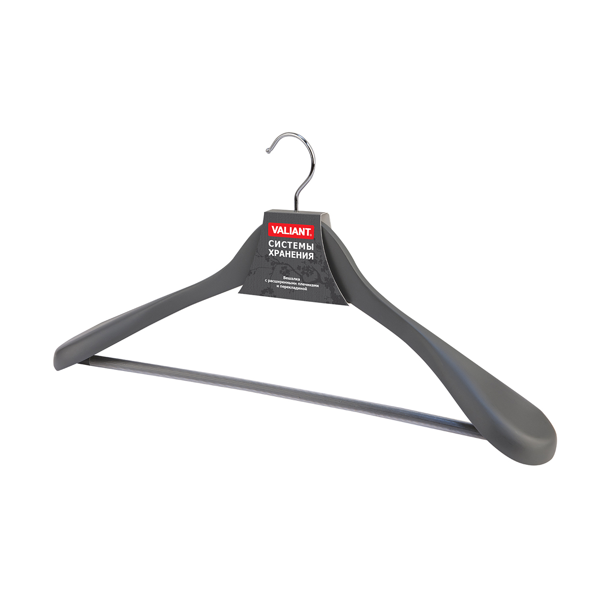 Вешалка для одежды дерев. "japanese black" с расшир. плечиками, серая (1/36) "valiant" jb-19708